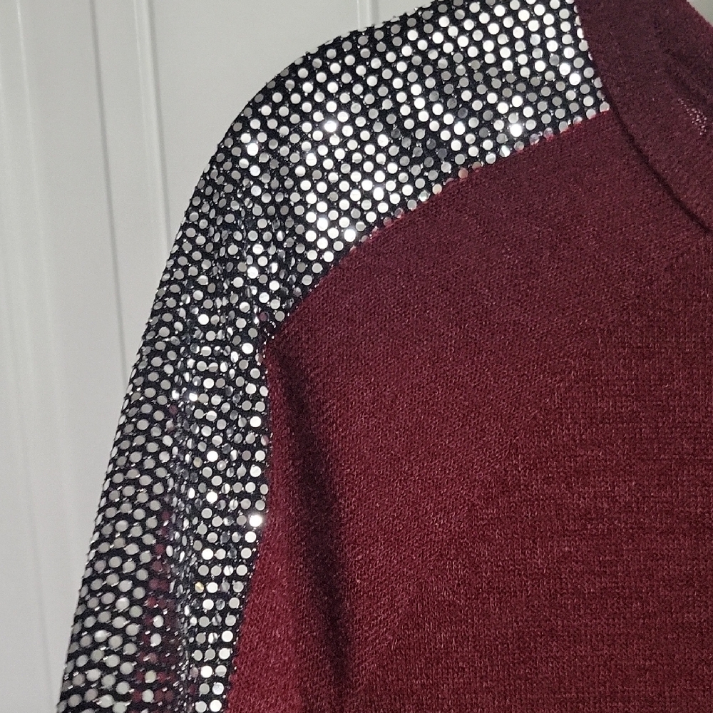 HEIMISH USA Red and Silver Sequin Long Sleeve Sweatshirt - Picture 3 of 5